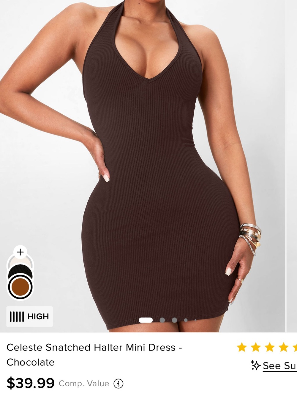 NWT Fashion Nova Celeste Halter Ribbed Mini Dress